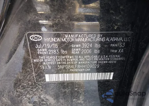 2017 Hyundai Elantra Se z USA, uszkodzony, nr VIN 5NPD84LF8HH109029